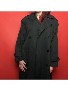 Thick heavy black floor length trench coat ...​